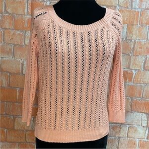 Arizona Peach Open Weave Knit‎ 3/4 Sleeve Sweater